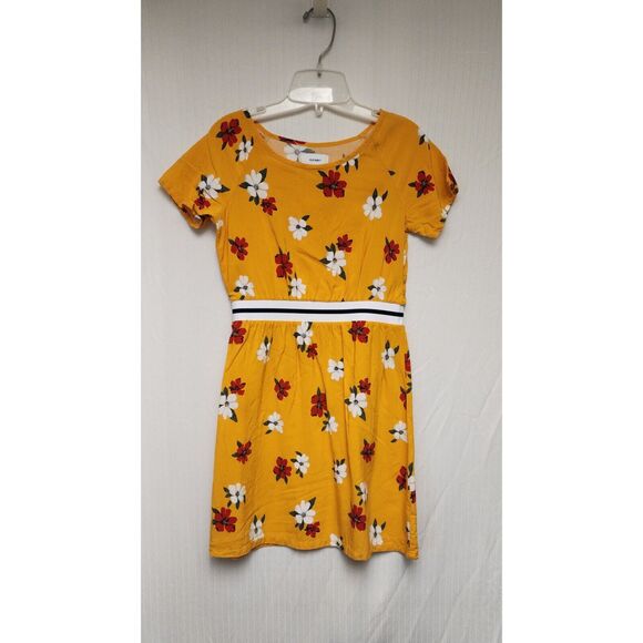 Gap Kids Red Metallic Pleated Jacquard Dot Party Dress/Old Navy Floral Dress M-8 - Picture 2 of 9